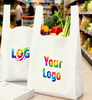 Sacs shopping écologiques biodégradables imprimés sur mesure, sacs shopping en plastique PE avec soufflet latéral et poignée longue