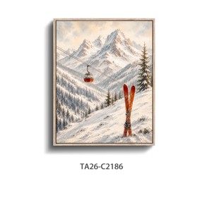 Impression sur toile « Télécabines des Montagnes d'Hiver », Affiche de télécabines de <span class=keywords><strong>ski</strong></span>, Tableau mural sur toile, Décoration murale - Product Image 1