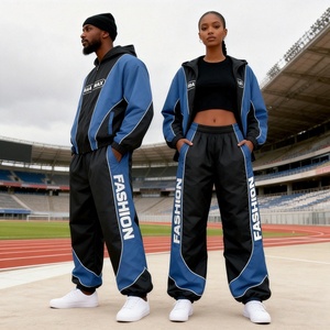 Custom Sweatsuit Manufacturer Embroidery <b>Zip</b> <b>up</b> <b>Jacket</b> Jogger Set Nylon Sweat Pant Windbreaker Tracksuits for Men - Product Image 3