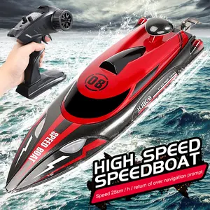 r rc лодка Suppliers-Высокоскоростная скоростная лодка HJ808 с дистанционным управлением, лодка с дистанционным управлением 2,4G, модель атлетической навигации, водные детские электрические игрушки
