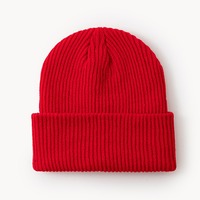 Bonnet rayé à grosses mailles, bonnet tricoté à rayures verticales avec bord roulé, bonnet chaud doux à haute élasticité, bonnet en laine unisexe