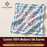 OEM / ODM Bandana carré 100% soie 65x65cm, tissé jacquard, imprimé numérique, motif tropical à lettres, pour femme, style décontracté, mariage, usage quotidien