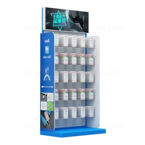 Multi-functional Metal Floor Display Racks <b>with</b> Hooks Pegboard Stand for Mobile Phone Accessories - Product Image 2