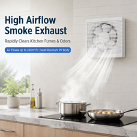 Ventilateur d'extraction carré pour salle de bain avec volet à fermeture automatique, empêchant le reflux d'air, moteur en cuivre pur, boîtier ABS anti-éclaboussures