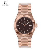 Montre pour homme en acier inoxydable personnalisée avec logo, mouvement à quartz, bracelet en cuir/silicone et cadran en verre