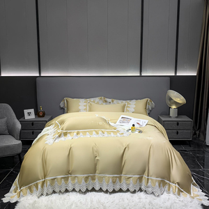 Nouvel ensemble de couvre-<span class=keywords><strong>lit</strong></span> en coton longue fibre de luxe avec dentelle, 4 pièces - Product Image 5