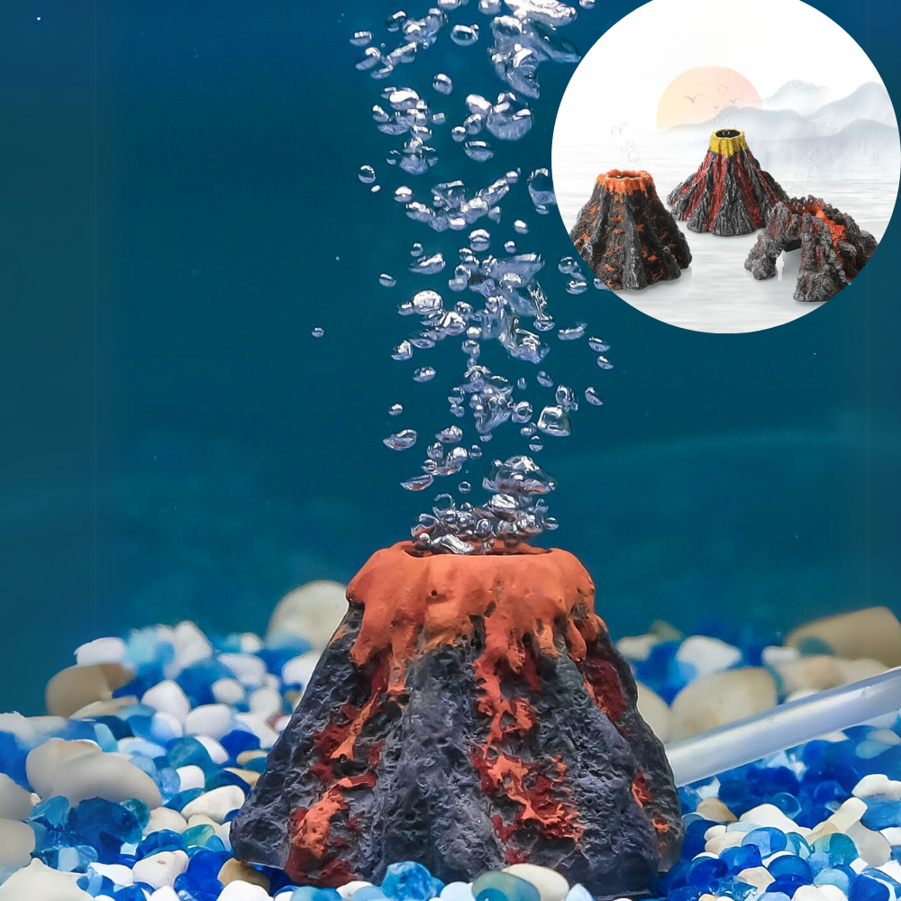 thumbnail image 2 of Aquarium Volcano Bubbler Decoration - Realistic Volcanic Stone Ornament With Air Bubble Effects For Fish Tanks & Home Aquariums 2 of 10