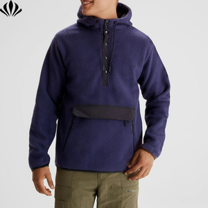 高品质男士1/<span class=keywords><strong>2</strong></span>纽扣重型连帽套头衫袋鼠口袋摇粒绒夹克 - Product Image 5