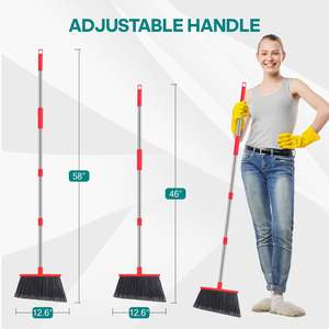 4パックヘビーデューティほうきハード剛毛角度ほうき床用商業産業掃除用屋内ガレージキッチン用 - Product Image 2