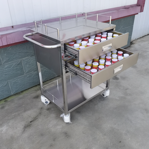 현대식 스테인리스 스틸 실버 의료용 트롤리 병원 간호사용 다기능 4개의 무소음 캐스터 200파운드 하중 용량 1년 보증 - Product Image 4