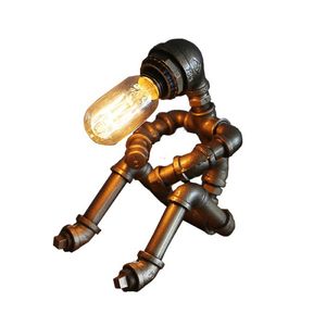 Lampe de table LED en fer de style industriel rétro <span class=keywords><strong>punk</strong></span> robotique, petite tuyauterie d'eau, prise E14 pour bureau, bar, chambre à coucher - Product Image 5