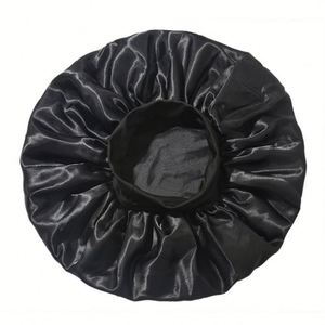 Large Satin Elastic Soft Band Jumbo Black Wide Edge Bonnet Night <b>Head</b> Cover <b>Silk</b> Hair <b>Wraps</b> Turbans Women Adults All Seasons - Product Image 3