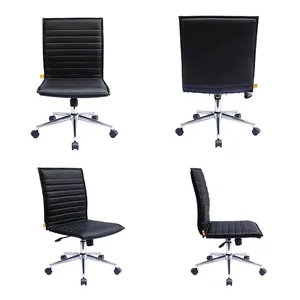 Custom Executive Pu Leather Wheelchair Office Chair With Ergonomic Back Armless Office Chair