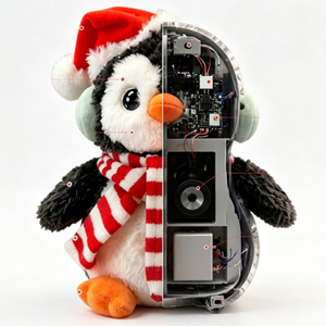 Boneka Penguin AI Pintar Interaktif, Mainan Boneka Berbicara, Teman Emosional, Mainan Anak, Kain Lembut, Mata LED Kristal, Suara, Natal - Product Image 2