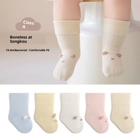 Chaussettes mi-mollet pour bébé, sans couture, avec revers souple, décor animalier mignon, en coton doux, pour nouveau-né, vente en gros