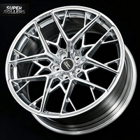 Jantes Super Rollers à rayons fendus 18 pouces 9J 5x120, finition miroir argentée, design en Y, jante sport à déport profond pour voiture de tuning et de spectacle