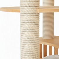 Arbre à chat multi-niveaux en bois avec poteau à gratter en sisal, bol en acrylique, perchoir, panier en osier, grande tour d'escalade, mobilier d'intérieur