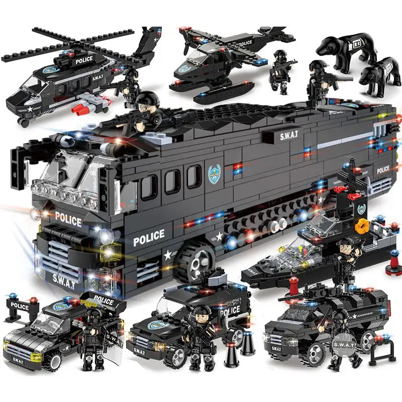 Bricolage Magnétique Spécial Police Team Storm Motor Combat Bus (1092PCS)