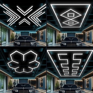 Lampe de travail LED hexagonale étanche IP66, système de grille en nid d'abeille, 60000lm, lumière du jour, lampe de plafond <span class=keywords><strong>pour</strong></span> atelier de réparation automobile - Product Image 2
