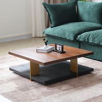 Voxhome USA moderne en acier inoxydable noyer bois stockage ovale centre carré thé Table basse industriel salon meubles