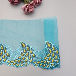 Tela <span class=keywords><strong>de</strong></span> encaje bordada con hilo en forma <span class=keywords><strong>de</strong></span> cola <span class=keywords><strong>de</strong></span> pavo real y fénix para vestido, ribete <span class=keywords><strong>de</strong></span> encaje con lentejuelas <span class=keywords><strong>de</strong></span> 20 cm <span class=keywords><strong>de</strong></span> ancho en stock - Product Image 4