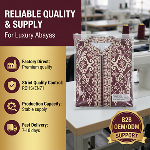 Maroon Printed Abaya for Women Front Zipper Occasion OEM - Product Image 6