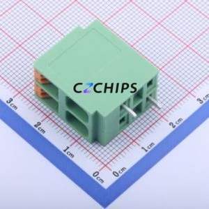 KF207RA-6.35-2P Spring Terminal Block Bent Lead Through Hole,P=6.35mm Connector 1x2P 6.35mm Green 2P - Product Image 1