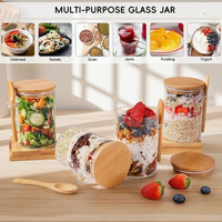 Bocaux de conservation en verre hermétiques avec couvercle et cuillère en bambou, verre borosilicate de haute qualité pour grains de café, récipients alimentaires de cuisine