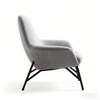 Fauteuil d'appoint moderne en tissu gris clair, fauteuil ergonomique avec structure en fer pour salon et villa