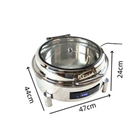 Ensemble de réchauds de buffet électriques de luxe modernes Kuntai Royal en acier inoxydable argenté, rond, 6L 440W, pour usage hôtelier