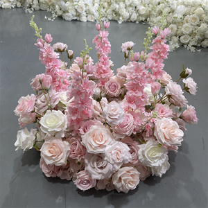 GreenLife Large and Artificial <b>Pink</b> Flower Wreath <b>Candlestick</b> Holder Elegant Centerpiece for Wedding Party Decor Wholesale - Product Image 3