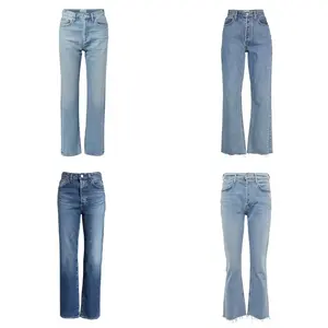 Jeans larga das mulheres meia-calça reta solta Nova cintura alta fino design mop calças para a primavera e outono 2023