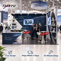 Stand d'exposition TIANYU, construction en aluminium, kit portable à montage sans outils, tissu personnalisé, 10ftx10ft
