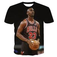 T-shirt personnalisé Mj Full Body Print Basketball Gods 23 Mike Flyers surdimensionné en maille respirante à séchage rapide en polyester