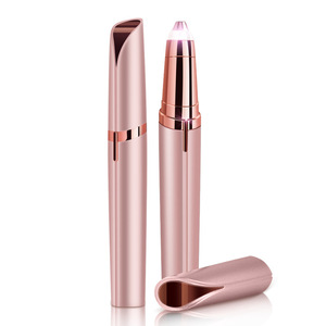 Electric Eyebrow Trimmer Lipstick Style <b>Rechargeable</b> For Women Facial Hair Removal Tool Pointed Tip Rose Gold Pink - Product Image 5
