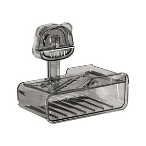 VFRYP Soap Dish Wall Mounted Rectangular <b>Plastic</b> Self Drain Bathroom Holder White And Gray - Product Image 5