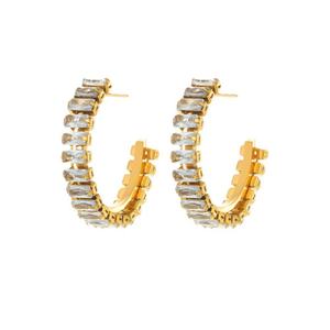 ต่างหูสแตนเลสสตีลประดับเพชรซิคอนดีไซน์หรูหรา กันน้ำ ขายส่ง สำหรับผู้หญิง - Product Image 6