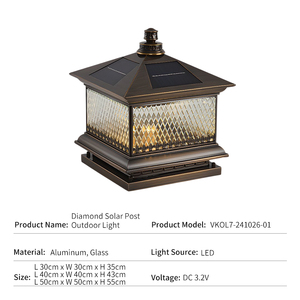 Lampe solaire à pilier en aluminium et verre, étanche IP65, pour villa, jardin, <span class=keywords><strong>portail</strong></span>, clôture, nouvelle lampe de paysage rétro chinoise antique - Product Image 2