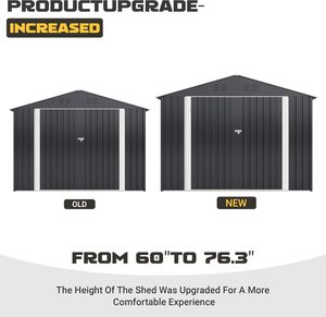 <strong>8</strong> <strong>X</strong> 12 FT Outdoor Storage <strong>Shed</strong> Metal Garden <strong>Shed</strong> Tool <strong>Sheds</strong> for Backyard Garden Patio Lawn Black - Product Image 2