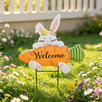 Promotion : Décoration de jardin d'accueil Lapin et Carotte – Jolie plaque métallique pour la décoration printanière