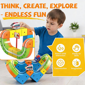 2026 Wholesale 3d Cube Diy Car Assembly Building Toy Race <strong>Magic</strong> Track Electric Train Monorail <strong>Set</strong> Stem Educational Toys for Boy - Product Image 3