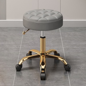Tabouret de bar moderne pour salon de beauté et barbier, pivotant, réglable en hauteur, rond, pour maquillage, coiffure et manucure - Product Image 2