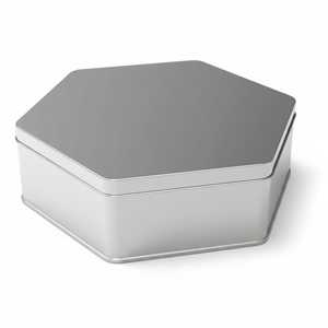 <b>Tin</b> Can 2 lt Hexagonal <b>Chocolate</b> Box 190 x 217 mm x H65 mm 2 lt Slip Lid - Product Image 2