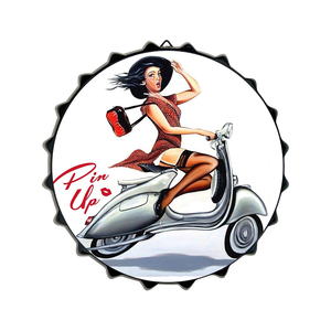 Cheap Custom Printing Metal <strong>Crafts</strong> Tin <strong>Beer</strong> Cap <strong>Signs</strong> Vintage Retro Pin up Girl Plaques Cars Garage Old Poster - Product Image 2