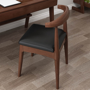 Chaises de salle à manger nordiques en bois massif, chaises de bureau minimalistes, chaises pour salles de conférence, chaises de salle à manger avec dossier, chaises en forme de corne - Product Image 2