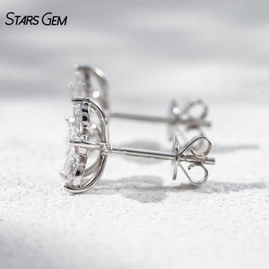 Pendientes de Diamantes Starsgem en Oro Amarillo y Blanco de 18K, Corte Marquesa, Diamantes Cultivados en Laboratorio, Diseño Vintage en Forma de Flor - Product Image 3