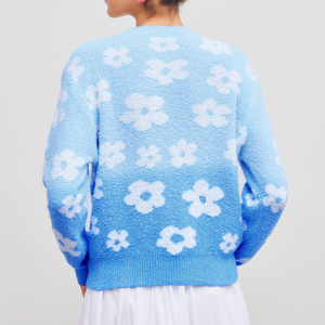 Pull en tricot jacquard personnalisé OEM & ODM pour femme, col rond, vêtements pour femme, pull tricoté d'hiver pour femme - Product Image 4