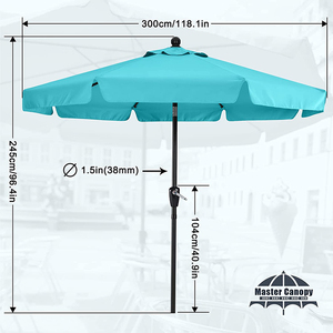 10FT 9FT Large Cantonnière Patio Parasol Extérieur Ombre Inclinaison Table Marché pour Jardin Parasols Plage Parasol avec Bouton Poussoir Inclinaison - Product Image 3