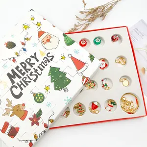 创意圣诞倒计时日历礼品盒套装DIY吊坠珠子手链制作套装珠宝圣诞礼物