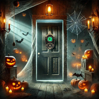 Décoration d'Halloween Sonnette de porte hantée Sonnette animée Globe oculaire Décor d'Halloween avec sons effrayants Maison hantée